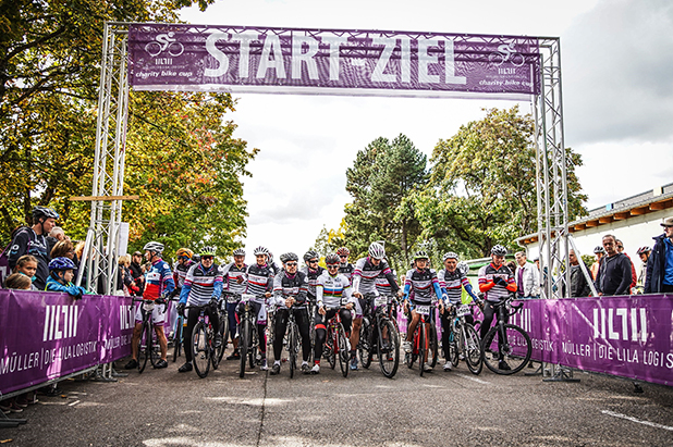 cyclists at the start of the Charity Bike Cup