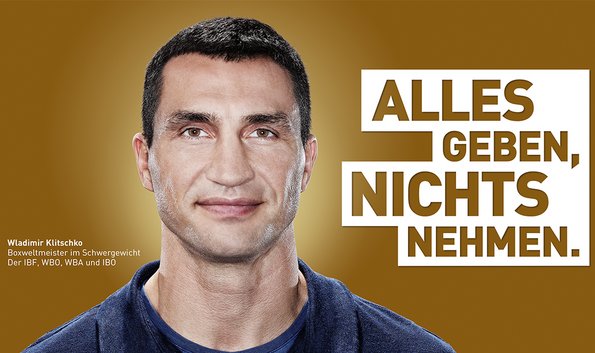 Wladimir Klitschko, Unterstützer der NADA-Initiative ALLES GEBEN, NICHTS NEHMEN