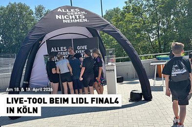 Das Live-Tool bei einer Veranstaltung mit Besuchern am Stand.